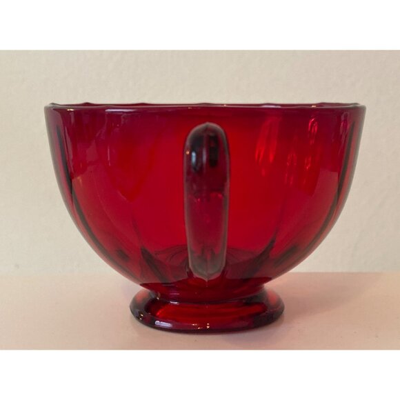 Tea Cup Handle Ruby Red Glass Footed Base Replacement Vintage Unmarked - Picture 8 of 11